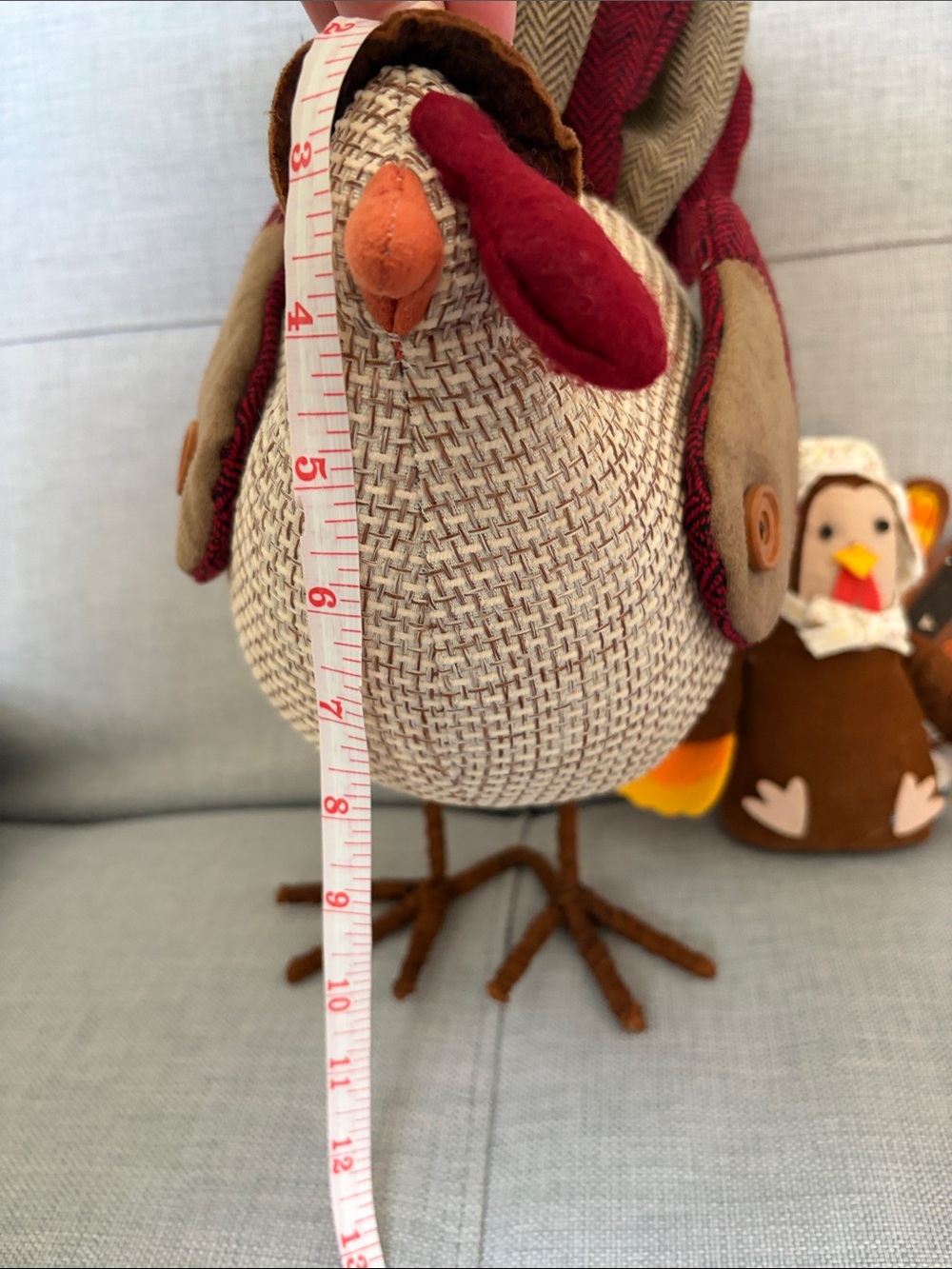 2 Festive Red & Cream Plush Turkey Accent - Decorative Holiday Home Accent - Picture 2 of 2